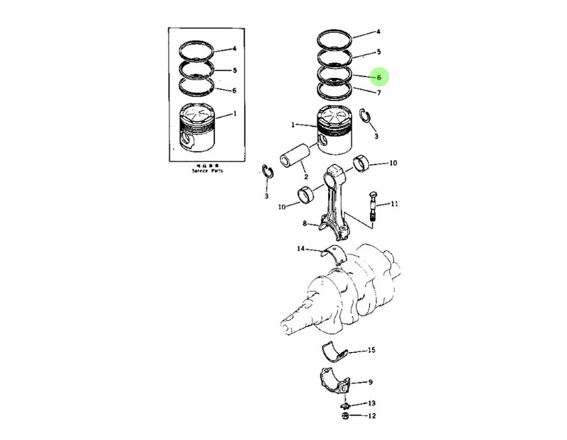 6128-31-2070  活塞環(huán),PISTON RING ASSEMBLY (PER CYLINDER),濟南向前汽車配件有限公司